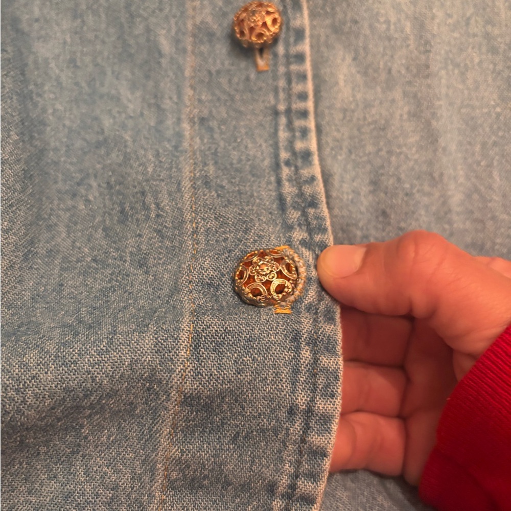 Blue Denim Button-Up Top - Picture 2 of 3